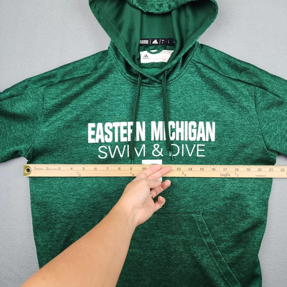 Eastern Michigan Eagles Hoodie Mens Large Green NCAA Swim Dive Adidas ClimaWarm